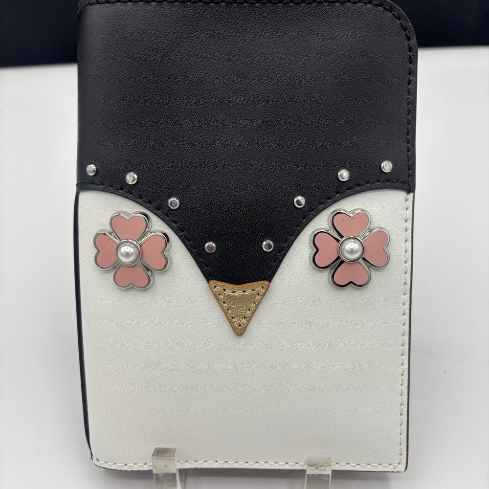Kate Spade Penguin Wallet with Pink Floral Accents